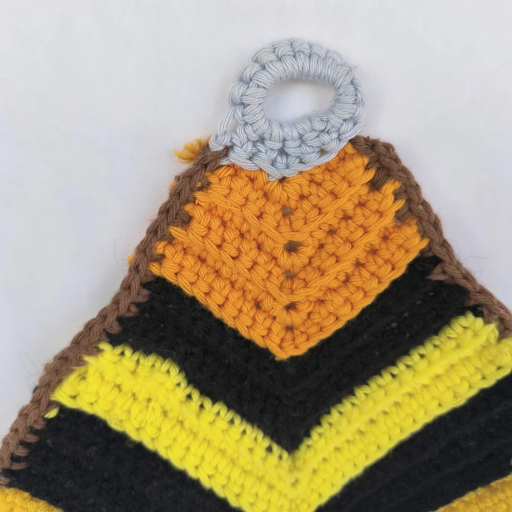VINTAGE | Handmade Knitted Crochet Yellow & Black Kitchen Pot Holders Set Of 2